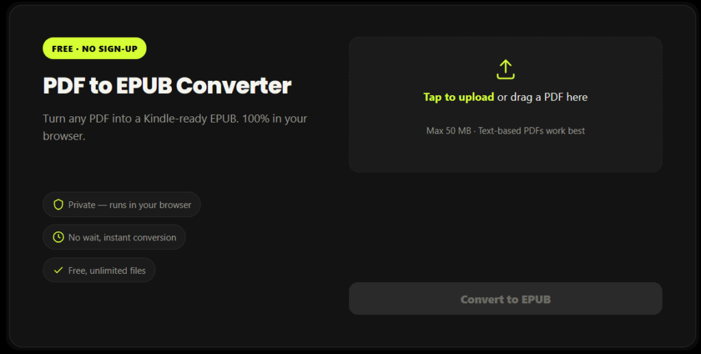 Convert PDF to EPUB Online