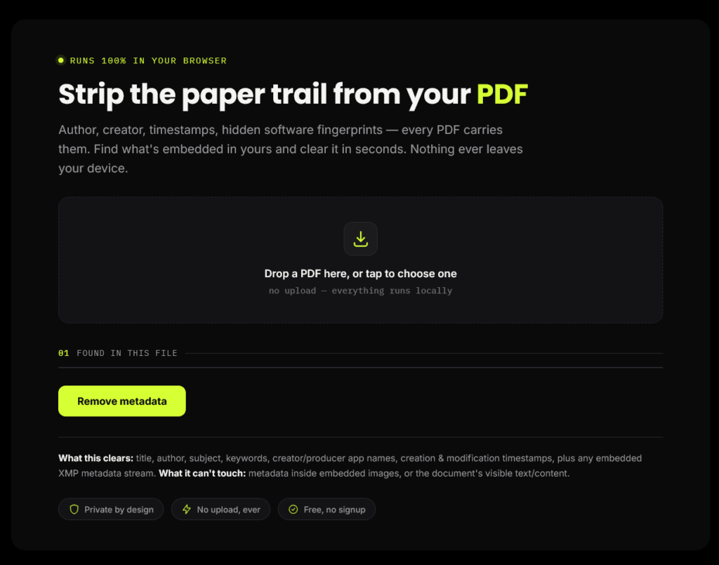 PDF Metadata Remover Online Free