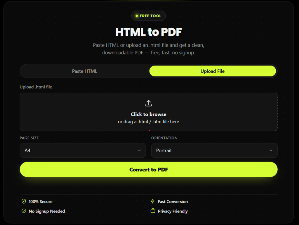 Free HTML to PDF Converter