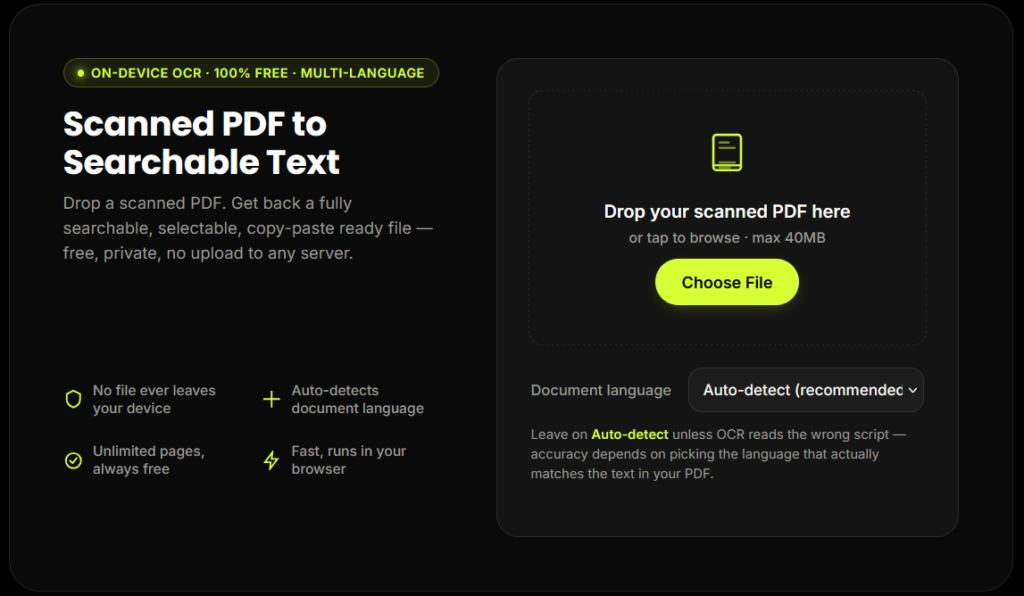 scanned pdf to searchable pdf