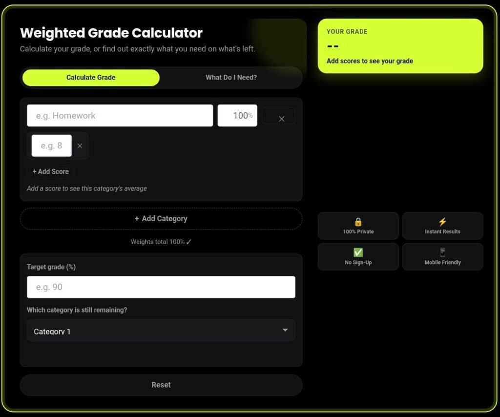 weighted grade calculator