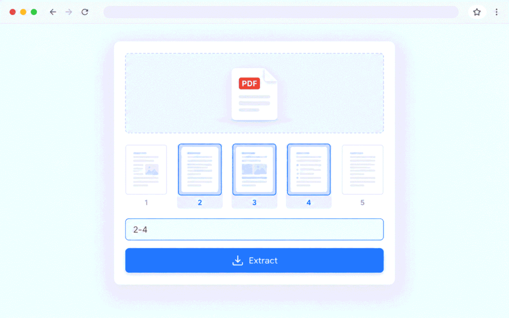 Examples of page ranges used to extract pages from a PDF