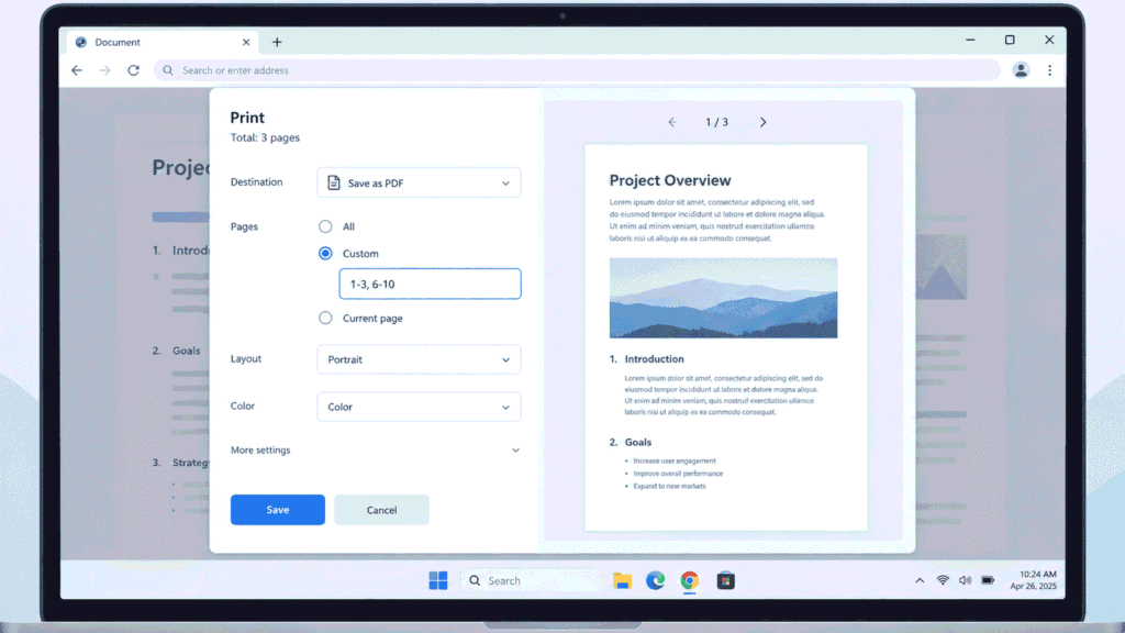 A free workaround on Windows using the print dialog.