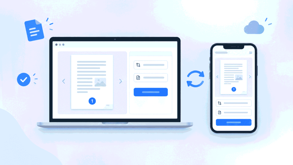Adding page numbers to a PDF on a phone and a laptop in the browser