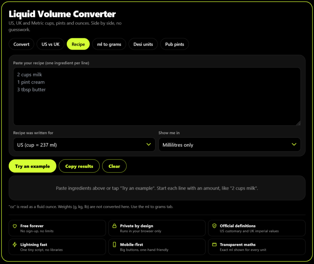 recipe converter metric to cups